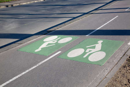 Bike Path Symbol in Paris; France