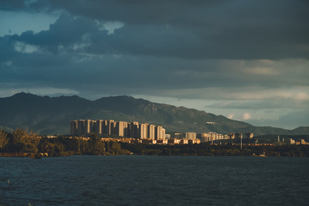 High tech Zone under the Sunsetの写真素材