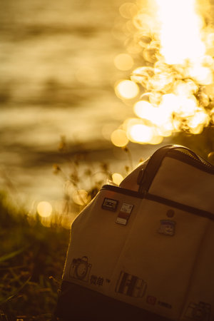 Warm spot and bagの写真素材