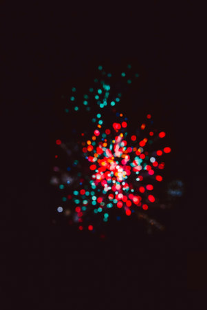 Colorful fireworks on a black background. Bokeh effect.の写真素材