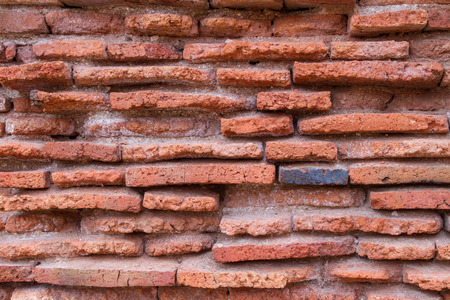 old red brick wall texture background at Ayuttaya Thailand