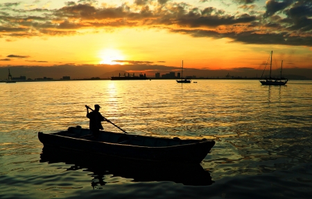 Lonely fishermanの写真素材