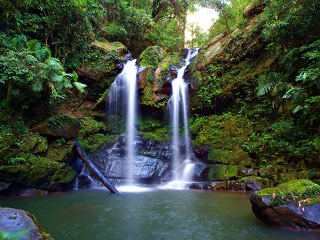 The Long Exposure shot of the Highest level of Sapan Water fall in the forest, Nan province, Thailandの写真素材