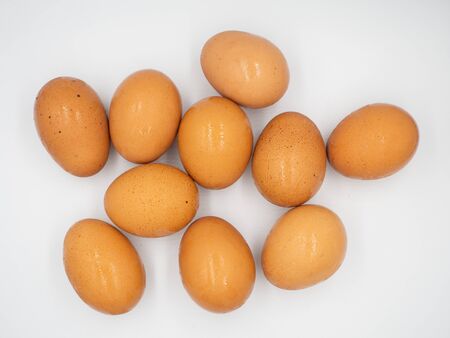 Eggs are placed packly on the white floor and abstractlyの写真素材