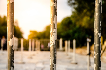 Grungy fence that block the passerbyの写真素材