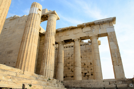 The ruin of doric columns in the Acropolis, Athens, Greeceの写真素材