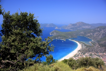 A view of the ocean around Oludeniz in Turkey seen from the Lycian Wayの写真素材