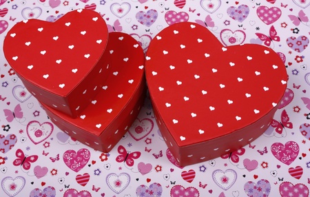 An image showing the concept of valentines day as heart shaped gift boxesの写真素材
