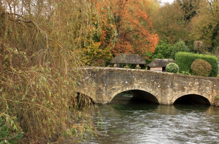 A view of the Old bridge over the river coln  in Bibury