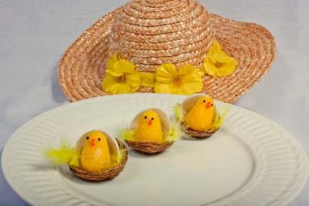 An image showing the concept of easter with a bonnet & a bonnetの写真素材