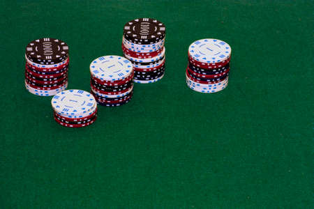 Stacks of tokens for gamblingの写真素材
