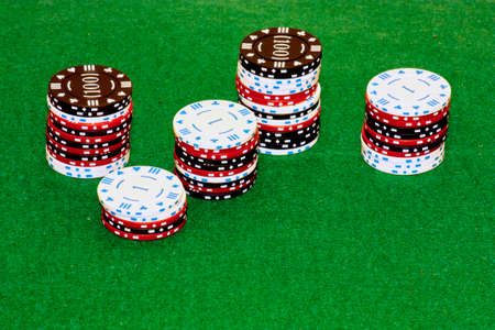 Stacks of chips for gambling to illustrate the concept of gamblingの写真素材