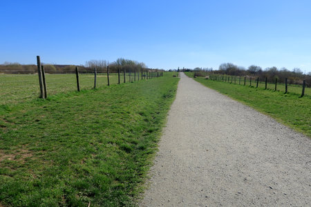 A footpath leading through the North Kent countryside to the Jeskyns statuesの写真素材