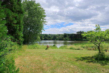 A view of the River Eden in the Kent countrysideの写真素材