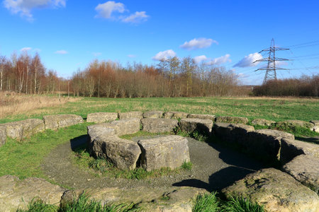 A ring of stones at Jeskyns countrypark in North Kentの写真素材