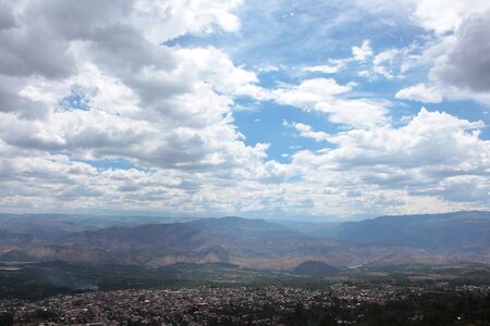 Sky and city of Ayacucho in Peruの写真素材