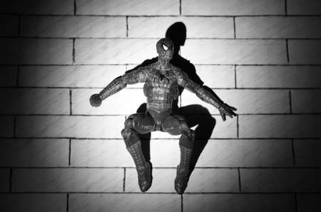 black and white spidermanのeditorial素材