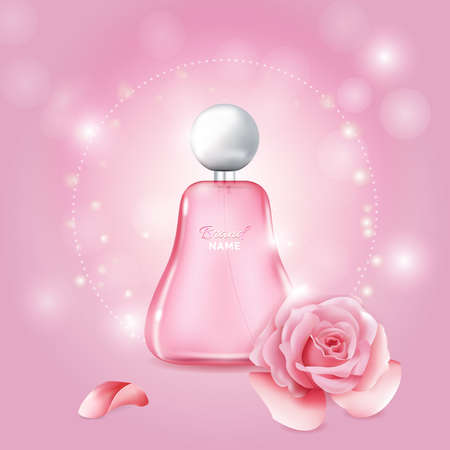 Realistic Rose Perfume Bottleのイラスト素材