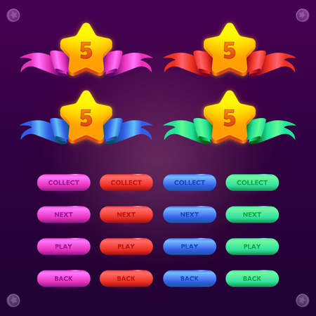 Set of Star Lever Up and Buttonのイラスト素材