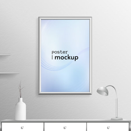 Modern Wall Frame Poster Mockup Template, Vector Illustrationのイラスト素材
