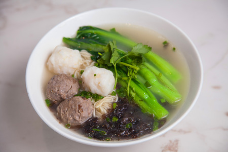 Meatballs and vegetable soupの写真素材