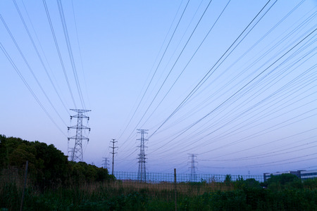 high voltage post. High-voltage tower sky background.