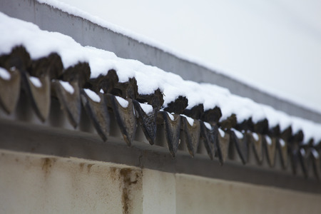 Ancient architecture wall of snow
