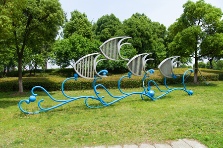 Fish sculpture at parksの写真素材