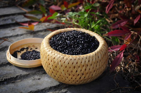 black seeds in the basketの写真素材