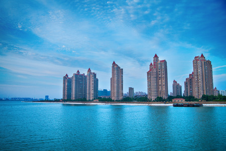 Buildsings by the lakeのeditorial素材