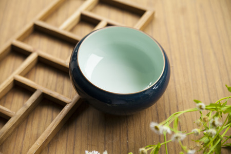 Blue porcelain bowlの写真素材