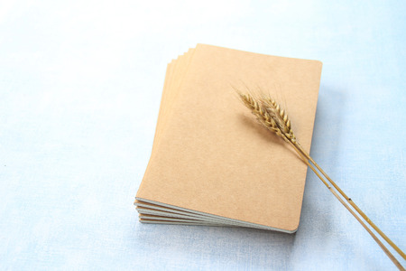 Notebook and wheatの写真素材