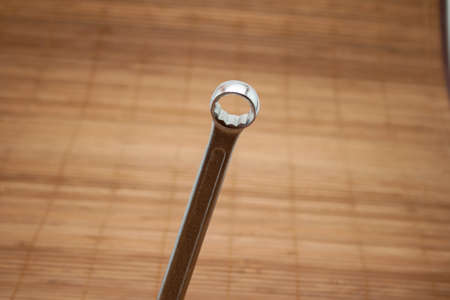 box wrench on brown underlayment の写真素材