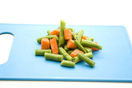 Vegetables on Blue plateの写真素材