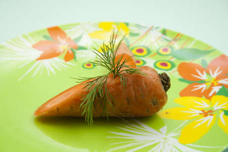 Carrot with Dill on Plateの写真素材