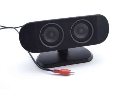 Black loudspeaker with Red connectorの写真素材