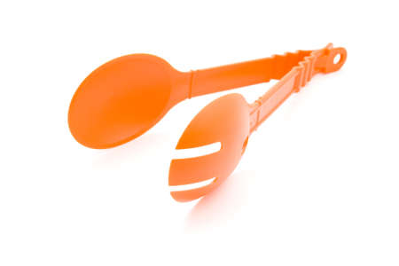 Orange salad cutleryの写真素材