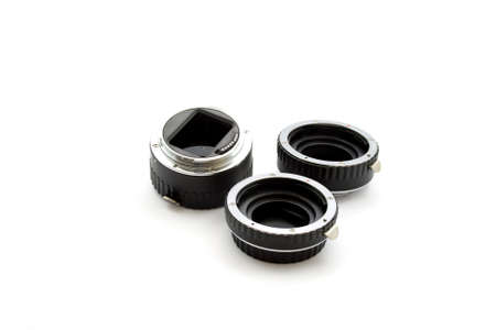 Camera Accessories on white background の写真素材