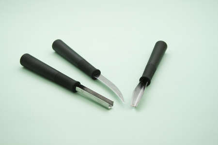 Carving tool on Green Backgroundの写真素材