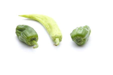 Green Capsicum with Chili の写真素材
