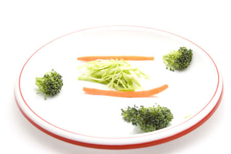 Broccoli with Salad  on Plateの写真素材