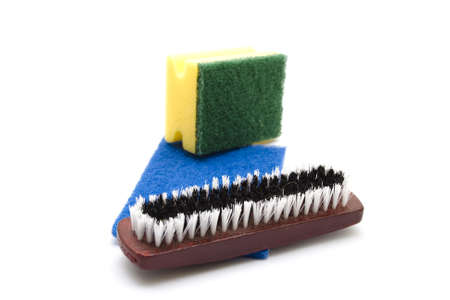 Sponge with Brush and Sponge Cloth の写真素材