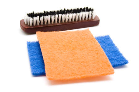 Different Sponge Cloth with Handbrushの写真素材