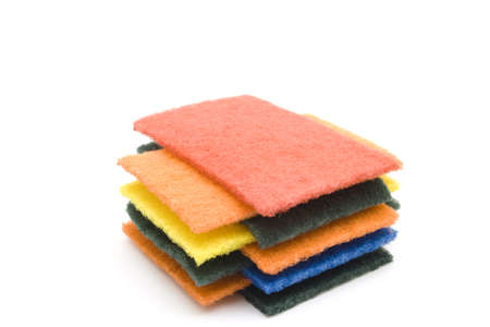 Different Sponge Cloth on white background の写真素材