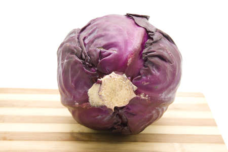 Red Cabbage for cooking on wooden plate の写真素材
