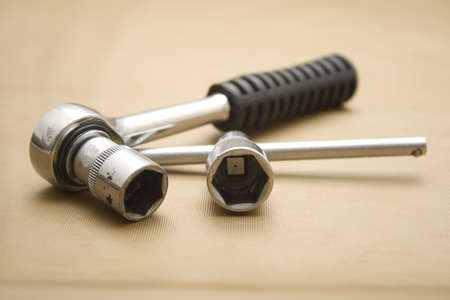 Ratchet for Working on Gold Underlayment の写真素材