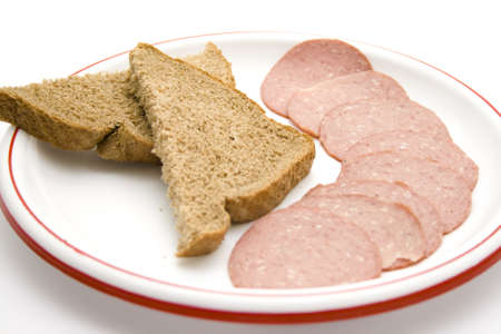 Fresh Toast with Cold Cuts on Plate の写真素材