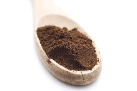 Fresh Coffee on wooden spoon の写真素材
