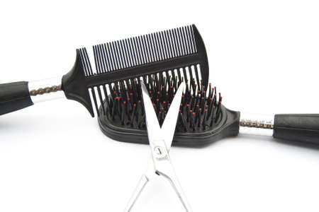 Different Haircomb with scissorsの写真素材