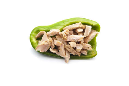 Filling Bell Pepper with Meatの写真素材